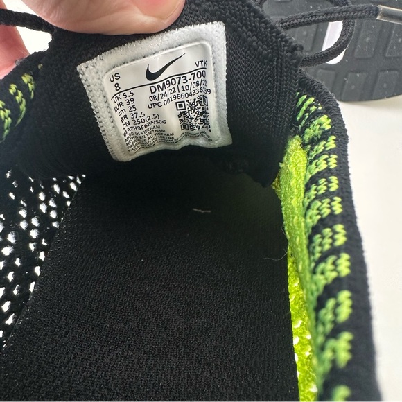 Women's Nike Air Max Flyknit Racer Casual Volt/White/Sequoia/Black DM9073 700 - Picture 8 of 8